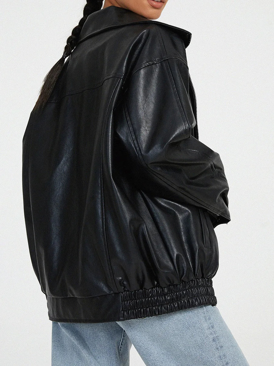 Marcelline | Women’s Oversized Leather Bomber Jacket