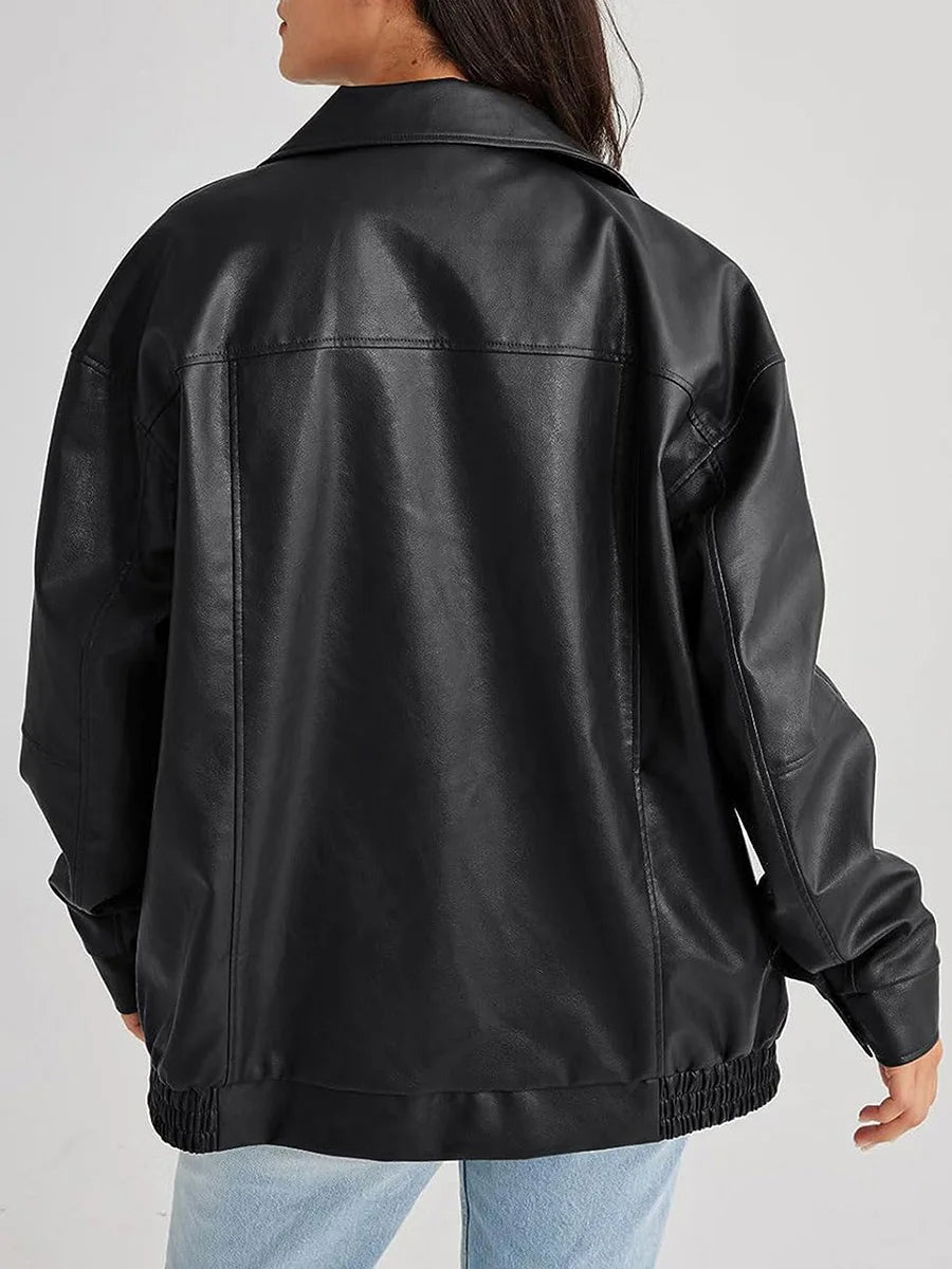 Marcelline | Women’s Oversized Leather Bomber Jacket