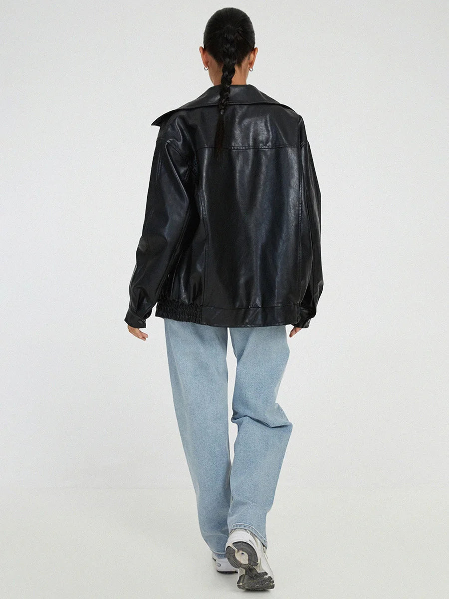 Marcelline | Women’s Oversized Leather Bomber Jacket