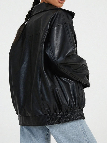 Marcelline | Women’s Oversized Leather Bomber Jacket