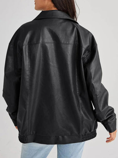 Marcelline | Women’s Oversized Leather Bomber Jacket