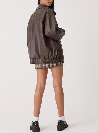 Marcelline | Women’s Oversized Leather Bomber Jacket